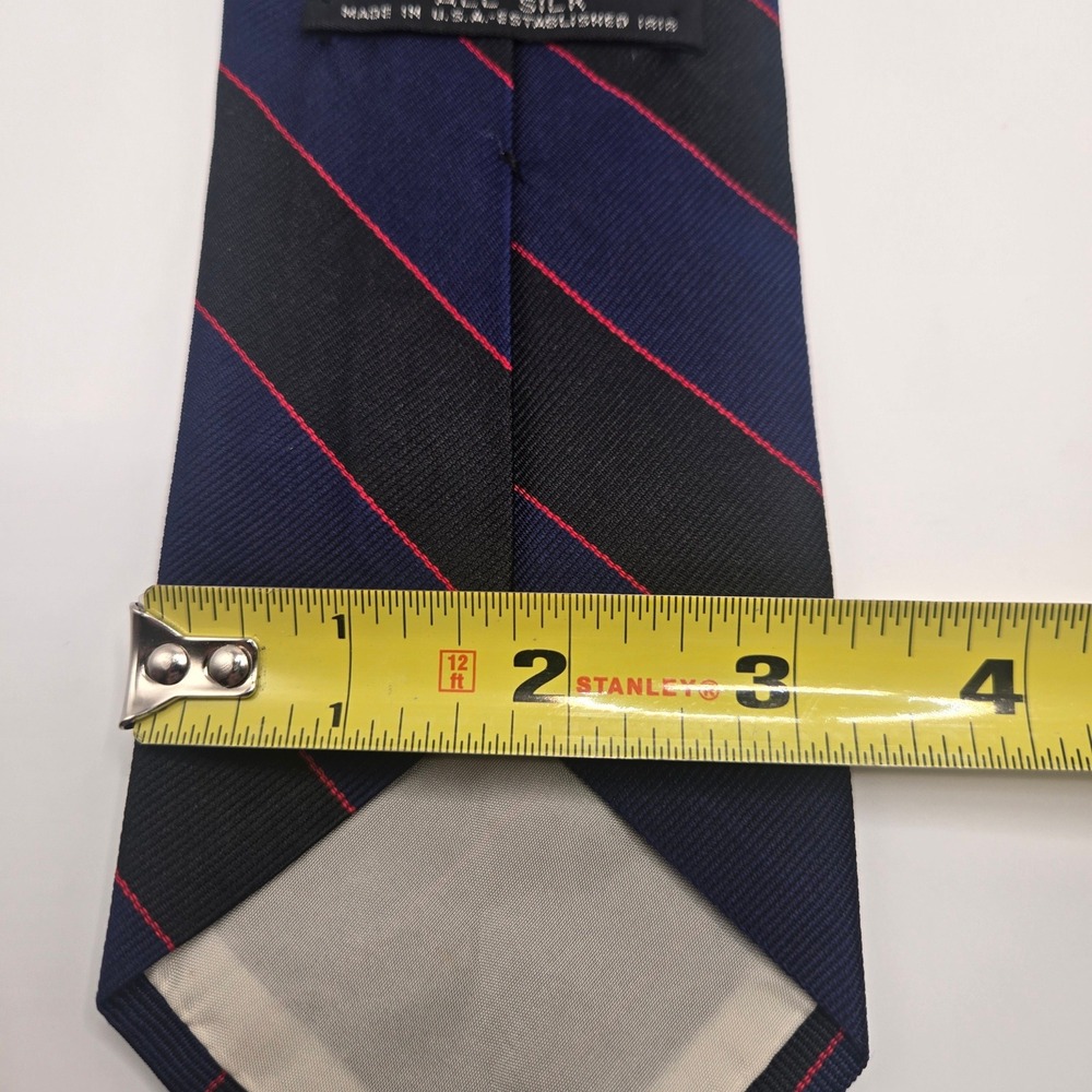 Brooks Brothers Makers 100% Silk Tie Navy Black Red Repp Stripe Made in USA (A1) - Picture 9 of 9